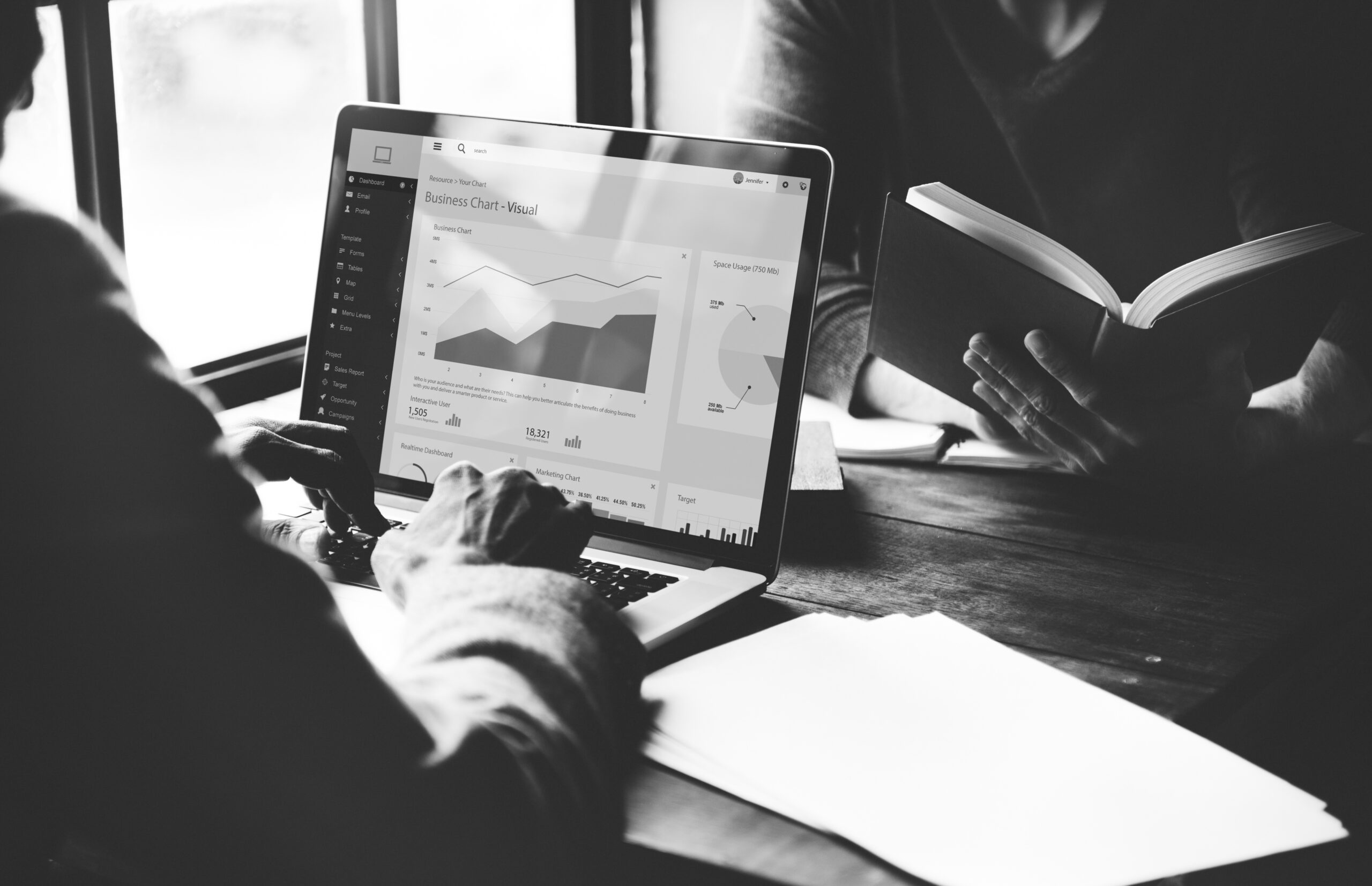 Colleagues working on a desktop